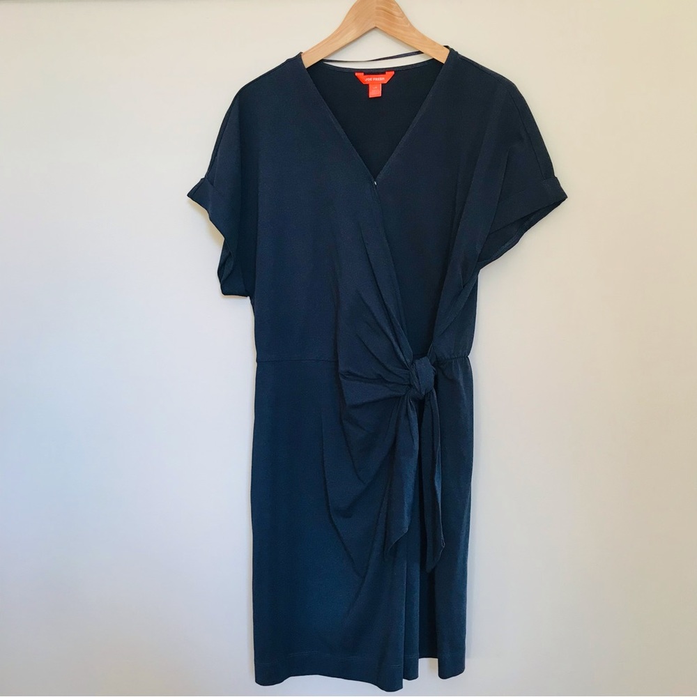 JOE FRESH | Navy blue knit 100% cotton wrap dress. SIZE L. EUC
